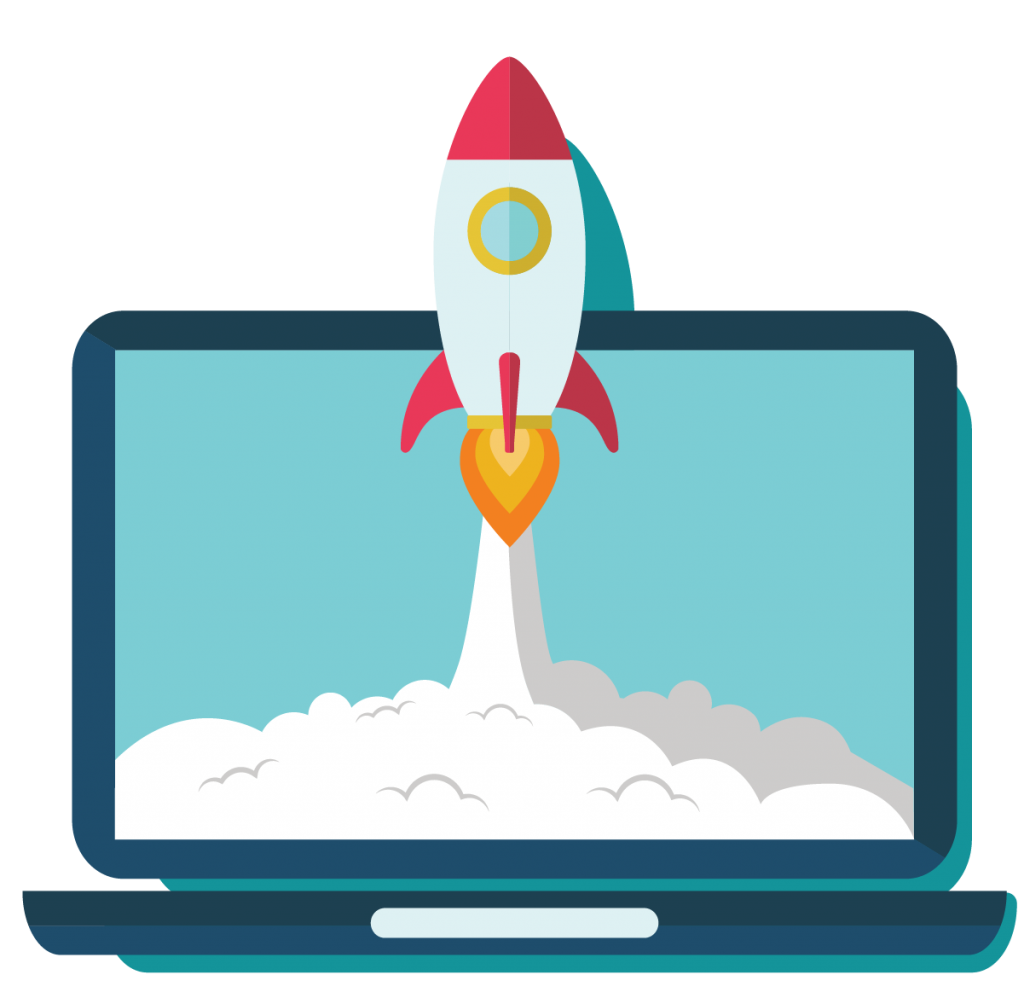 Rocket launching representing the website launch